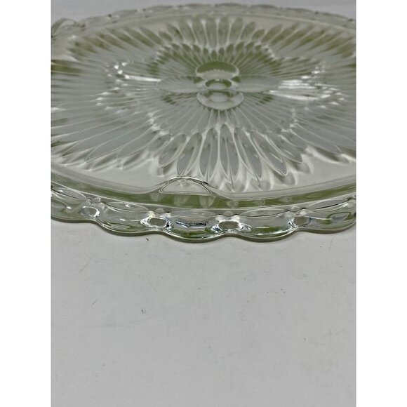 Vintage Indiana Glass Flower Starburst  #3355 Clear Glass Cake Plate 11.5” - Picture 7 of 11